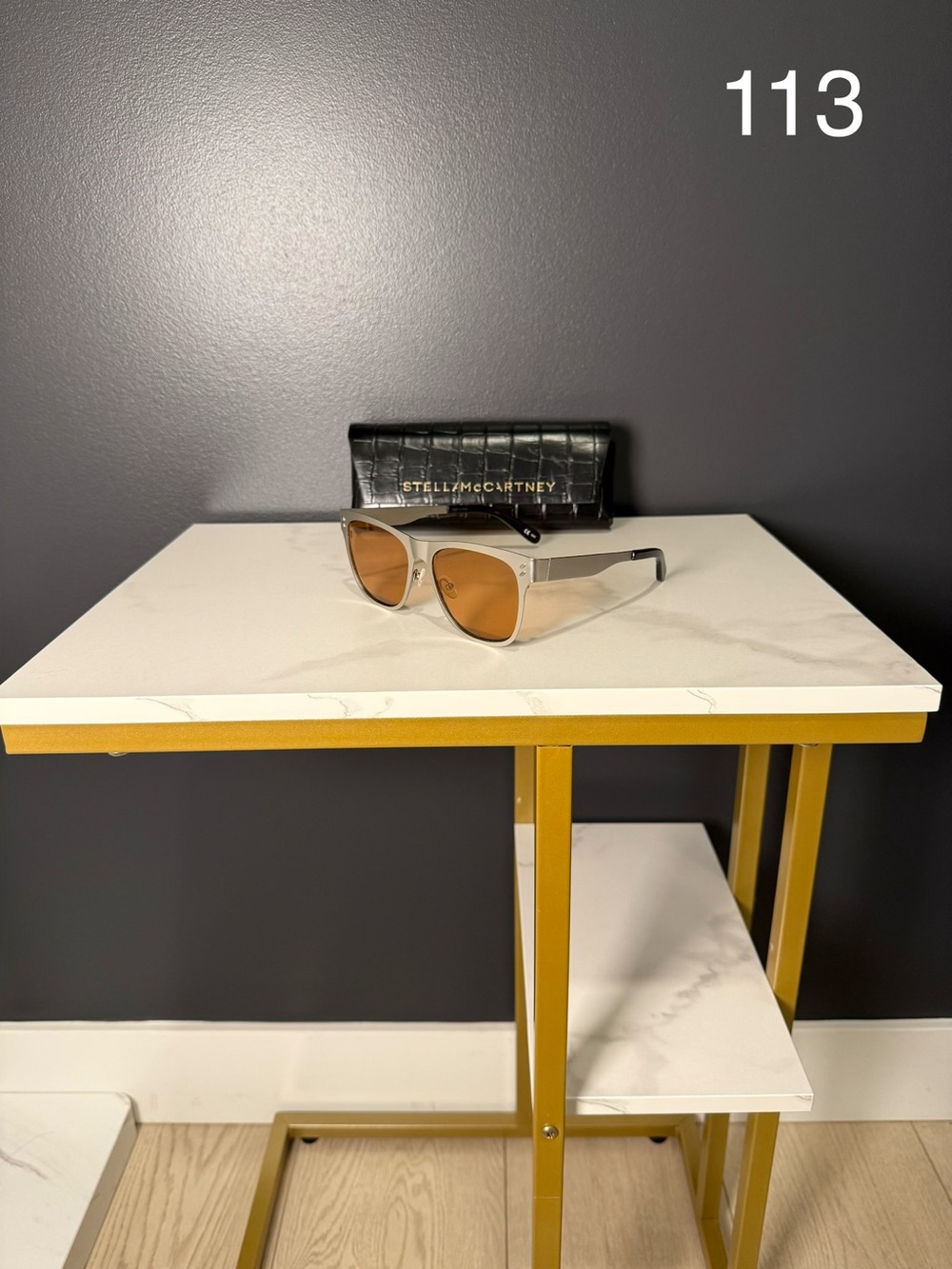 Stella McCartney Clear Frame Sunglasses with Brown Lenses and Black Case